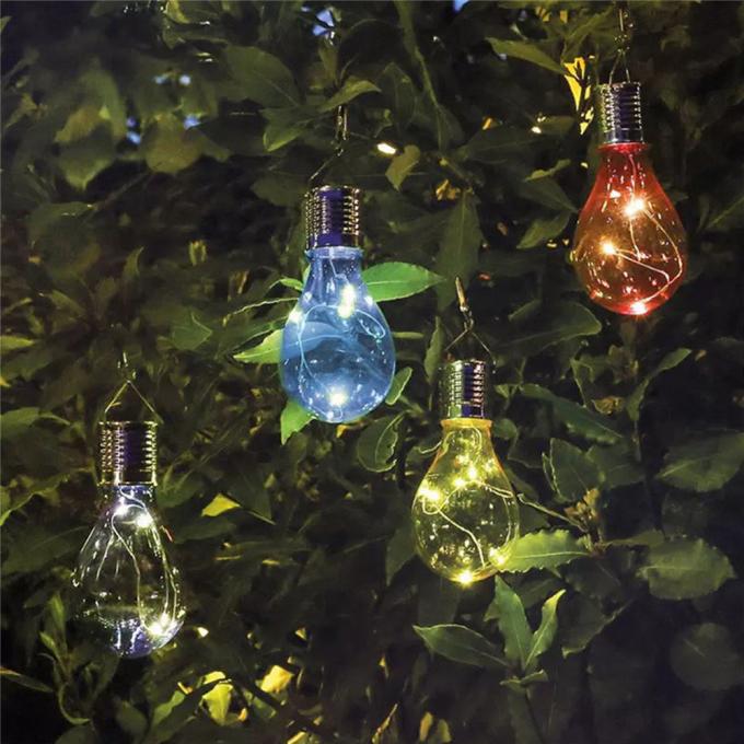 Solar Powered Energy-Saving Bulb Light Hanging LED Lamp with Clip Lighting Control IP44 Water-Resistant Outdoor Fairy Lights for Christmas Holiday Party Garden