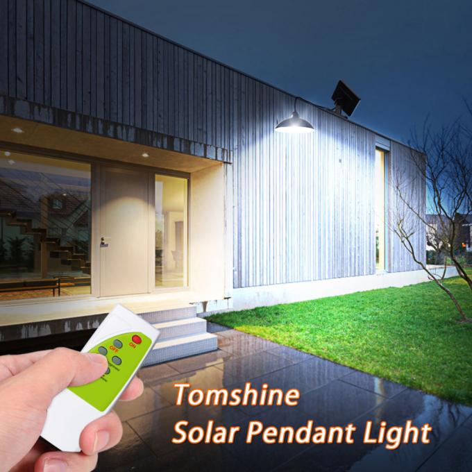 Solar Pendant Light with Remote Control Brightness Adjustable 12 LEDs Shed Lamp IP65 Water-Resistant Outdoor Hanging Lights for Garden Patio Balcony Home