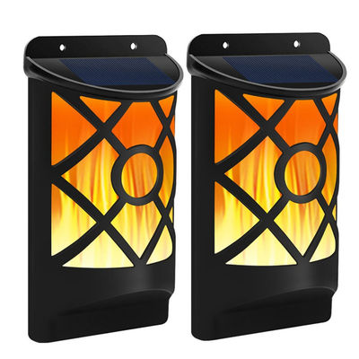 Black Flickering Flame Solar Wall Lights Rechargeable Battery